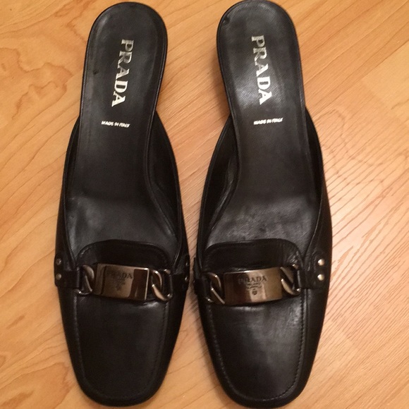 Prada Shoes - Prada Black leather mules